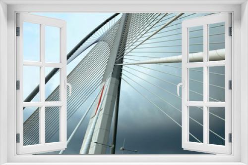 Fototapeta Naklejka Na Ścianę Okno 3D - Steel cable mast bridge