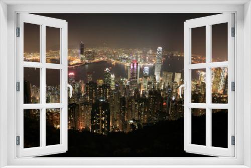 Fototapeta Naklejka Na Ścianę Okno 3D - Hongkong Skyline bei Nacht - Asiens Finanzmetropole