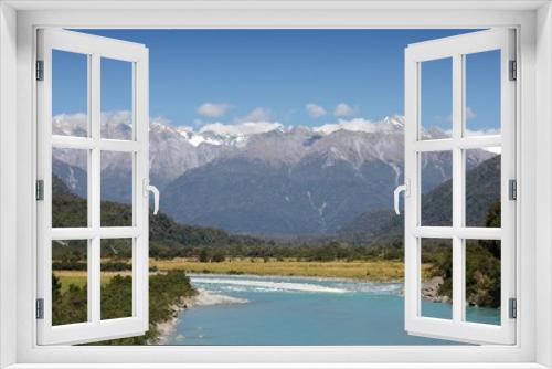 Fototapeta Naklejka Na Ścianę Okno 3D - New Zealand landscape - Whataroa River