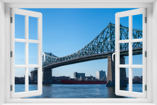 Fototapeta Naklejka Na Ścianę Okno 3D - Jacques-Cartier Bridge and Saint-Lawrence River in Montreal