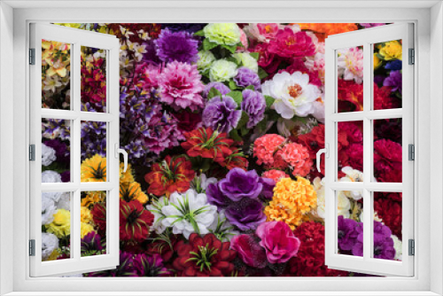 Fototapeta Naklejka Na Ścianę Okno 3D - Artificial flowers on market