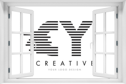 Fototapeta Naklejka Na Ścianę Okno 3D - CY C Y Zebra Letter Logo Design with Black and White Stripes