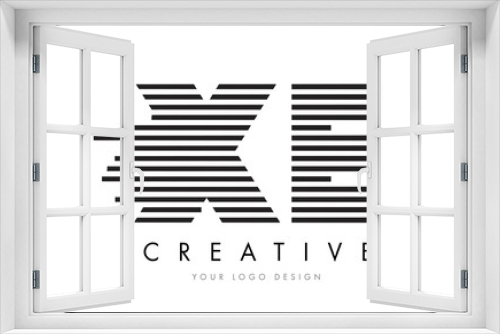 Fototapeta Naklejka Na Ścianę Okno 3D - XE X E Zebra Letter Logo Design with Black and White Stripes