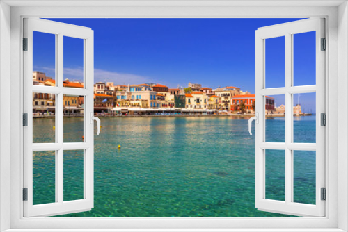 Fototapeta Naklejka Na Ścianę Okno 3D - Old Venetian port of Chania on Crete, Greece