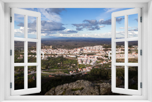 High angle view of Castelo de Vide, Portugal, against cloudy sky