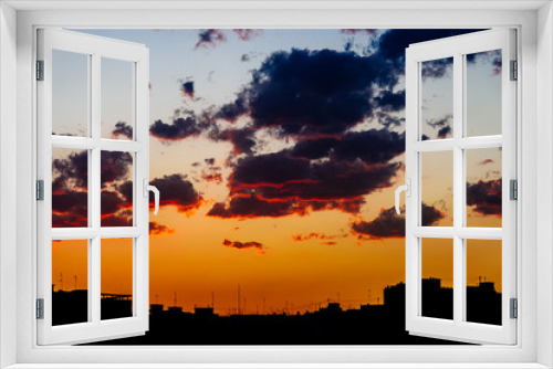Fototapeta Naklejka Na Ścianę Okno 3D - Beautiful Summer Sunset Over Valencia City Skyline Silhouette