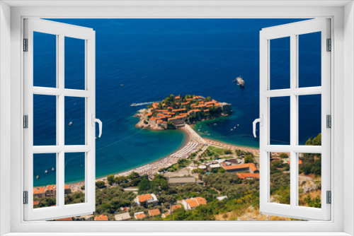 Fototapeta Naklejka Na Ścianę Okno 3D - Island of Sveti Stefan in Montenegro. Panoramic shot