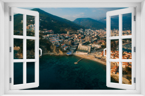 Fototapeta Naklejka Na Ścianę Okno 3D - Aerial View of Old town Budva in Montenegro.
