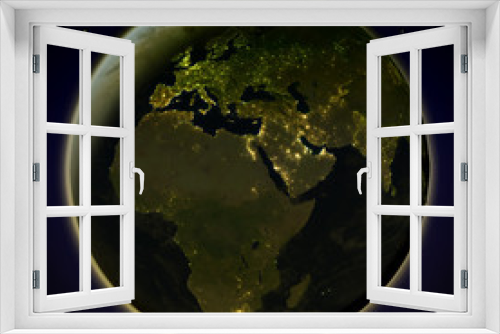 Fototapeta Naklejka Na Ścianę Okno 3D - EMEA region from space at night