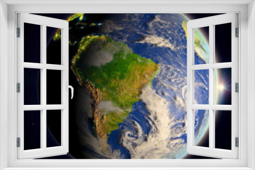 Fototapeta Naklejka Na Ścianę Okno 3D - South America from space at twilight