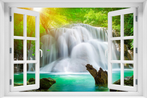 Fototapeta Naklejka Na Ścianę Okno 3D - Beautiful waterfall in deep forest, Thailand 