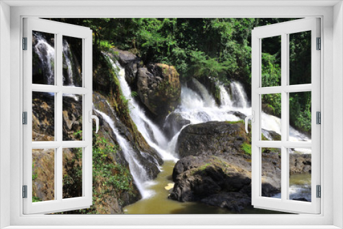 Fototapeta Naklejka Na Ścianę Okno 3D - Pha Sua waterfall ; located in Jum Bae district, 26 kms from Maehongson Thailand.
