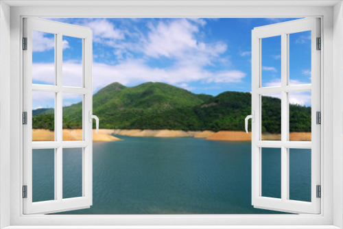 Fototapeta Naklejka Na Ścianę Okno 3D - Beautiful Panoramic view of the Shing Mun Reservoir with blue sky