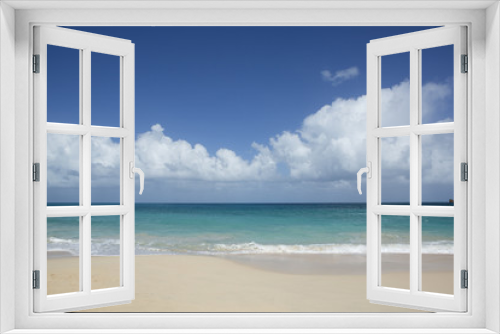 Fototapeta Naklejka Na Ścianę Okno 3D - Beach scene Antigua, showing sand, sea and blue sky
