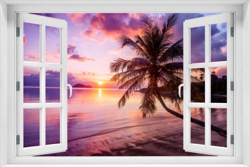 Fototapeta Naklejka Na Ścianę Okno 3D - Beautiful bright sunset on a tropical paradise beach
