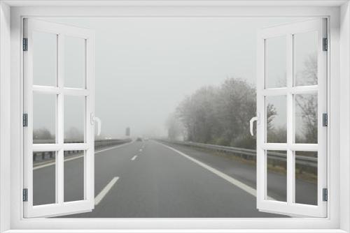 Fototapeta Naklejka Na Ścianę Okno 3D - Highway in fog German Autobahn