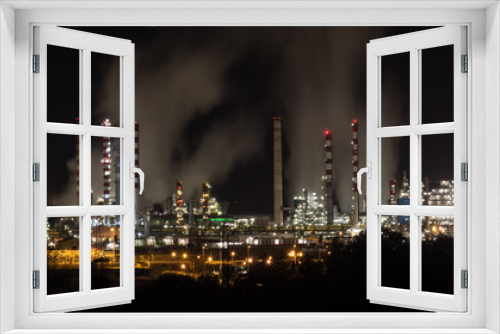 Fototapeta Naklejka Na Ścianę Okno 3D - petrochemical plant at night