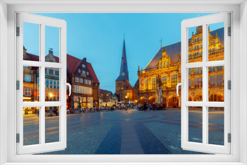 Fototapeta Naklejka Na Ścianę Okno 3D - Bremen. The central market square. Town Hall.
