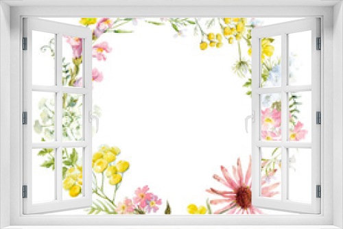 Fototapeta Naklejka Na Ścianę Okno 3D - Watercolor floral wreath