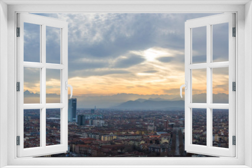 Fototapeta Naklejka Na Ścianę Okno 3D - Soleil couchant sur Turin
