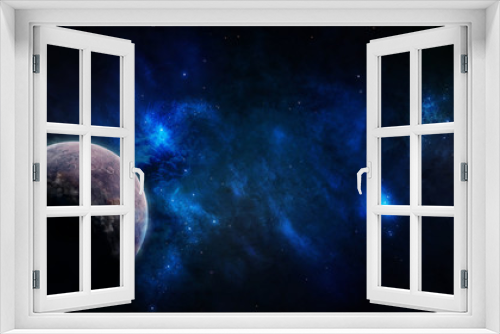 Fototapeta Naklejka Na Ścianę Okno 3D - Blue starry sky space
