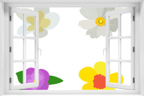 Fototapeta Naklejka Na Ścianę Okno 3D - Set of colored flowers on a white background, Vector illustration