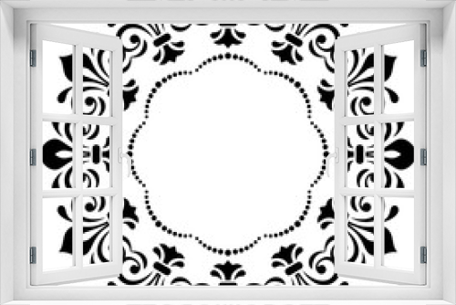 Fototapeta Naklejka Na Ścianę Okno 3D - Oriental vector pattern with arabesques and floral elements. Traditional classic ornament. Vintage round black pattern with arabesques
