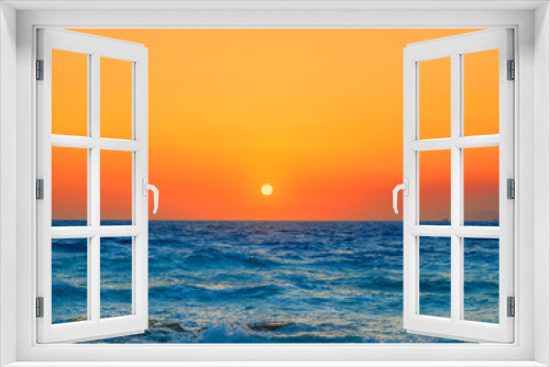 Fototapeta Naklejka Na Ścianę Okno 3D - Mediterranean sea orange sunset background.