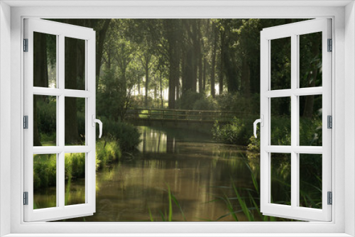 Fototapeta Naklejka Na Ścianę Okno 3D - Brügge Belgien Damme Kanal Brücke Wald