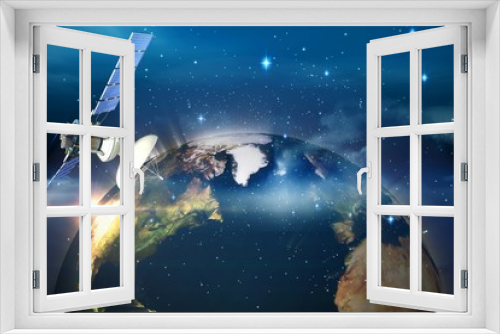Fototapeta Naklejka Na Ścianę Okno 3D - Composite image of 3d illustration of solar satellite