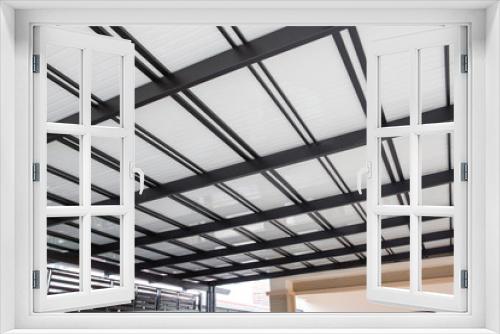 Fototapeta Naklejka Na Ścianę Okno 3D - Metal sheet roof of warehouse