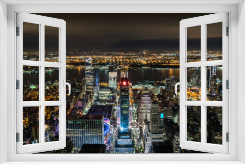 Fototapeta Naklejka Na Ścianę Okno 3D - New York Night Panorama of Brooklyn and Mid-Manhattan, USA