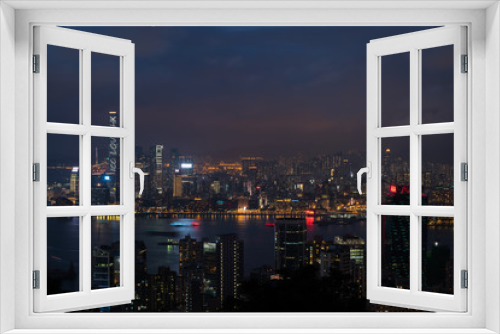 Fototapeta Naklejka Na Ścianę Okno 3D - 홍콩 야경 (Hong Kong Nightview)