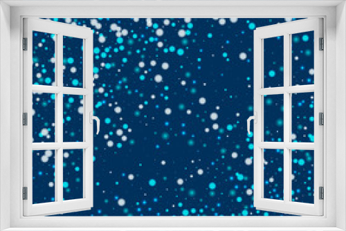 Beautiful falling snow. Abstract scattered pattern with beautiful falling snow on deep blue background. Vector illustration.