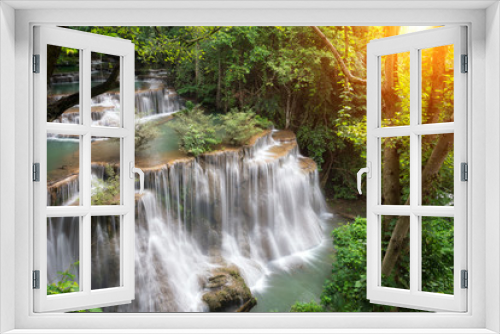 Fototapeta Naklejka Na Ścianę Okno 3D - Landscape Huai Mae Kamin waterfall Srinakarin Dam in Kanchanaburi, Thailand.