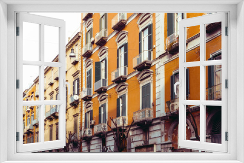 Fototapeta Naklejka Na Ścianę Okno 3D - Street view of old town in Naples city, italy Europe
