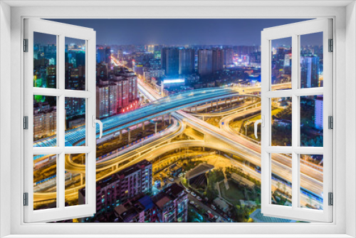 Fototapeta Naklejka Na Ścianę Okno 3D - city interchange overpass at night in wuhan?china