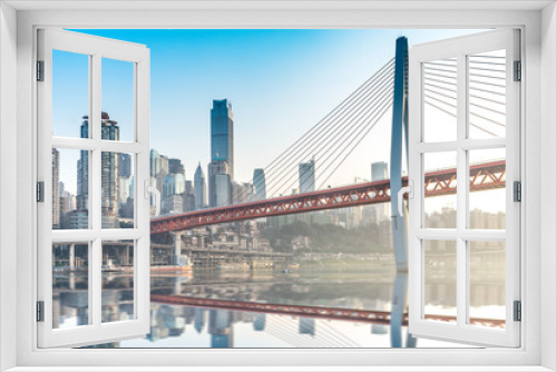 Fototapeta Naklejka Na Ścianę Okno 3D - modern panoramic skyline of chongqing,yangtze river bridge,china