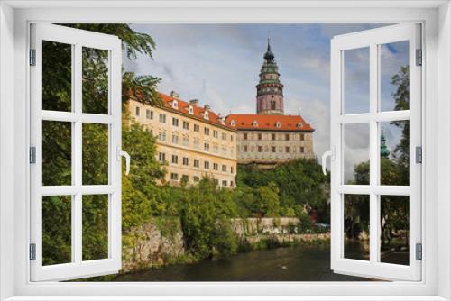 Fototapeta Naklejka Na Ścianę Okno 3D - Blick auf den Schloss von Cesky Krumlov in Tschechien