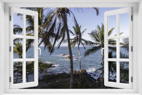 Fototapeta Naklejka Na Ścianę Okno 3D - View with coconut palms on tropical island