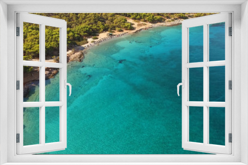 Fototapeta Naklejka Na Ścianę Okno 3D - Aerial drone photo of Agistri island with clear waters, Saronic gulf, Greece