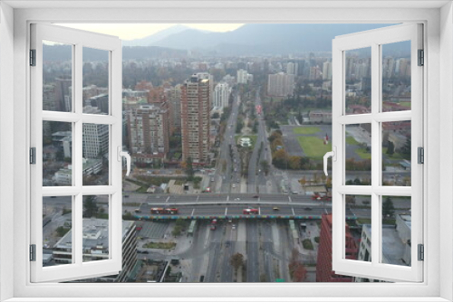 Fototapeta Naklejka Na Ścianę Okno 3D - Aerial view of city and park in Santiago, Chile