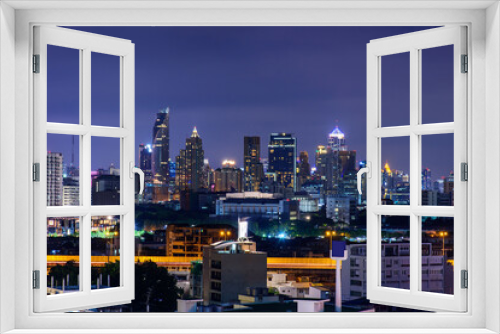 Fototapeta Naklejka Na Ścianę Okno 3D - 
high view of city in night time