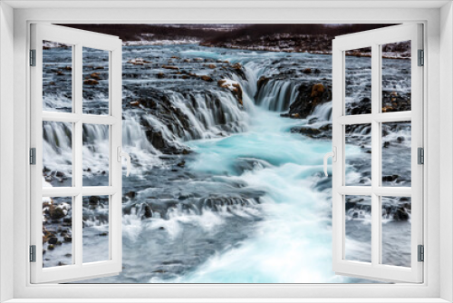 Fototapeta Naklejka Na Ścianę Okno 3D - beautiful Bruarfoss waterfall with turquoise water