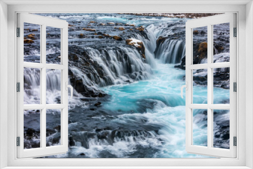 Fototapeta Naklejka Na Ścianę Okno 3D - beautiful Bruarfoss waterfall with turquoise water