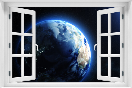 Fototapeta Naklejka Na Ścianę Okno 3D - earth blue shining - Elements of this image furnished by NASA - horizon and stars