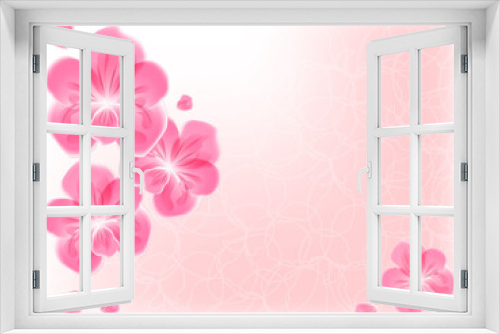 Fototapeta Naklejka Na Ścianę Okno 3D - Pink orchid on beige background with filigree loop