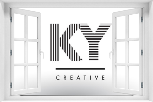 Fototapeta Naklejka Na Ścianę Okno 3D - KY K Y Black and White Lines Letter Logo Design.