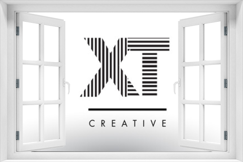 Fototapeta Naklejka Na Ścianę Okno 3D - XT X T Black and White Lines Letter Logo Design.