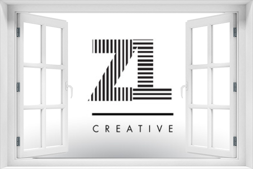 Fototapeta Naklejka Na Ścianę Okno 3D - ZL Z L Black and White Lines Letter Logo Design.